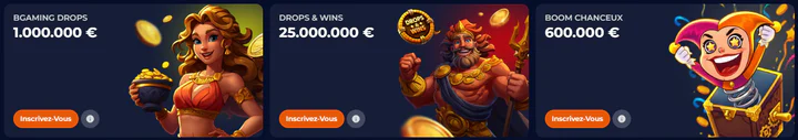 Promotions du casino Nine avec BGaming Drops à 1 000 000 €, Drops & Wins à 25 000 000 € et Boom Chancelix à 600 000 €